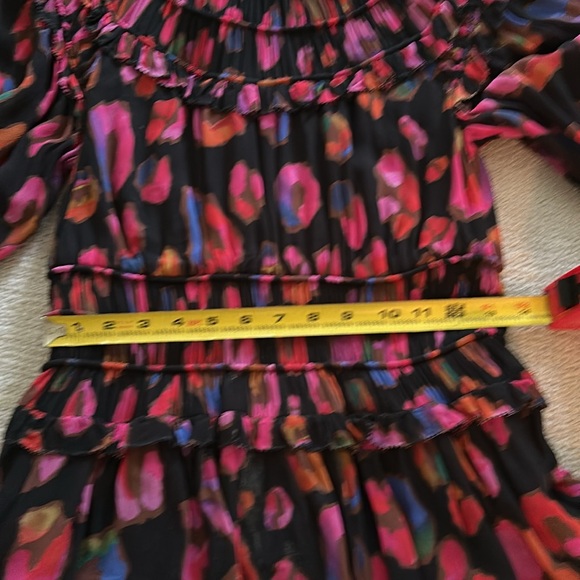 Small Farm RIO Black Iridescent Leopards Ruffle Mini Dress / Worn Only Once - Picture 4 of 5
